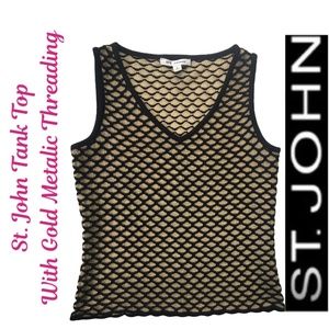 Gently Worn St. John Tank Top With Gold Metallic Fabric Threading